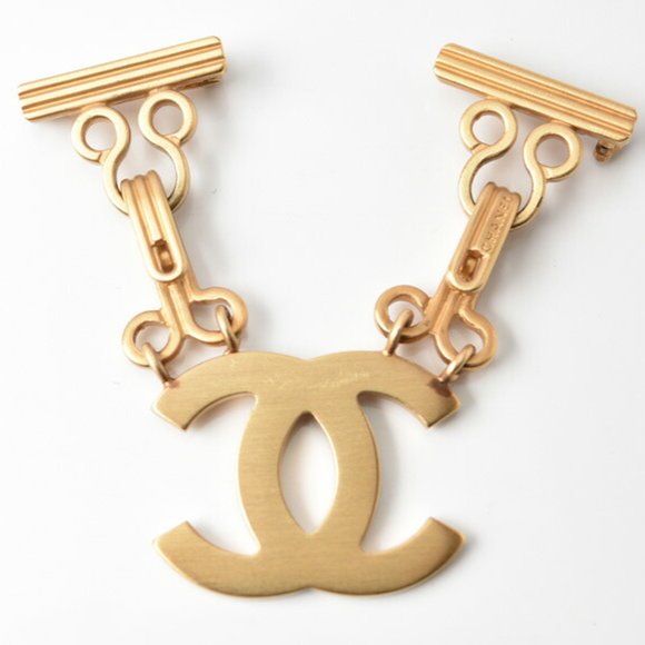 CHANEL Brooch Pin Coco Mark Gold